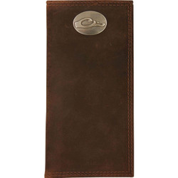 Drake Leather Checkbook Wallet - Brown